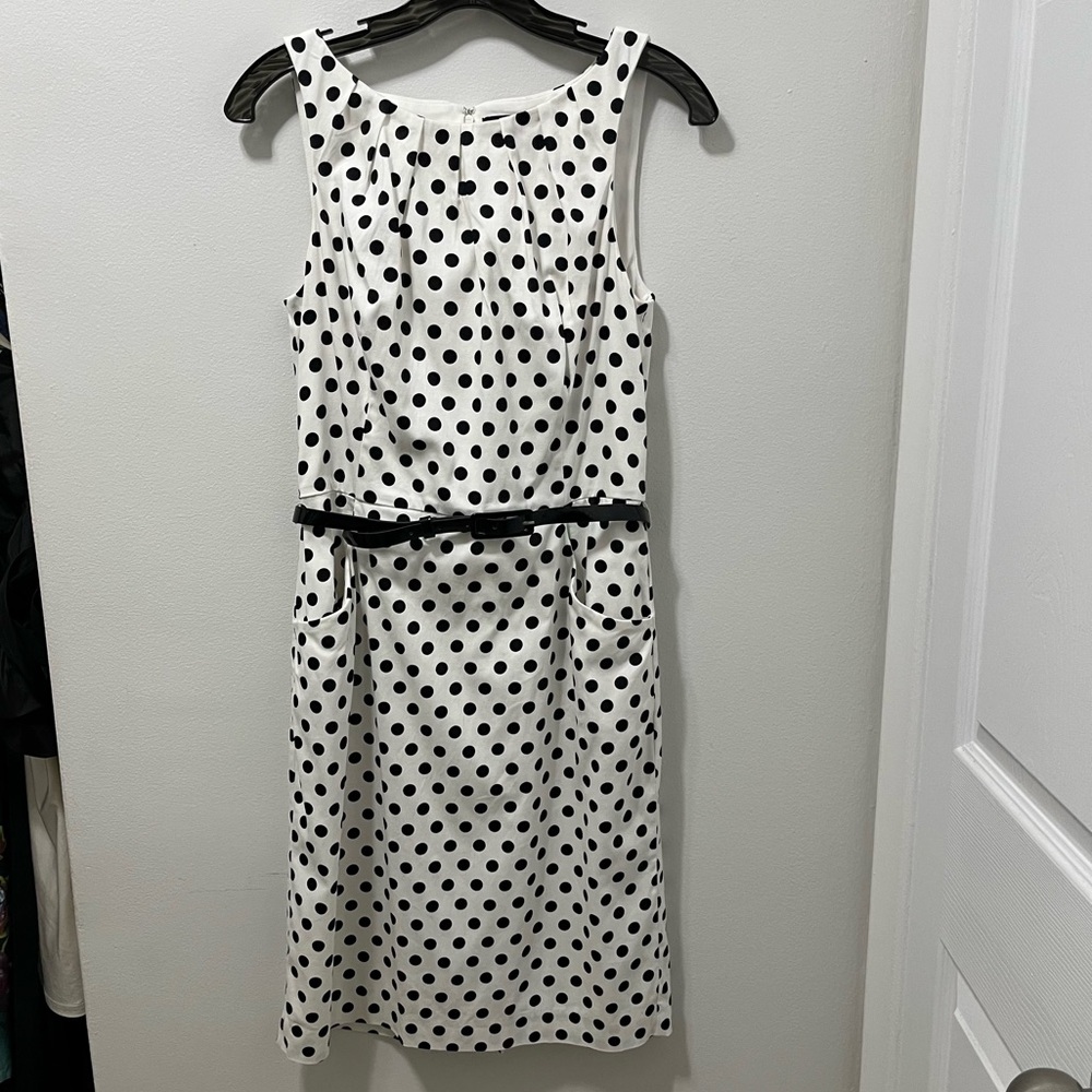 Chaps Black and White Polka Dot Dress - Picture 2 of 13